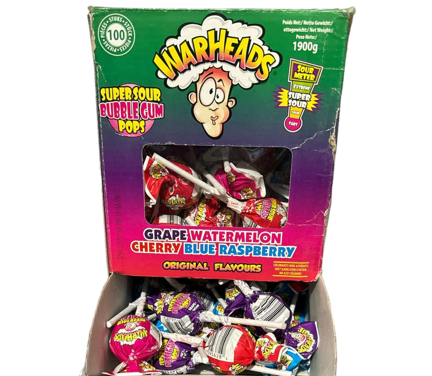 Warhead Super Sour Bubblegum Pops