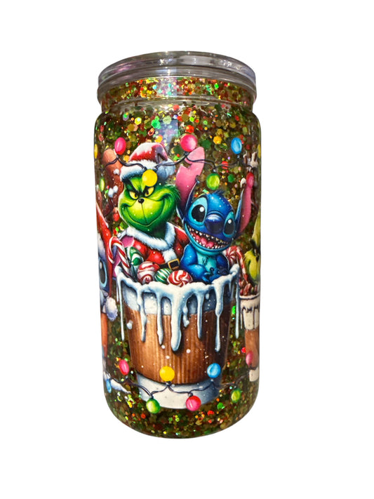 Christmas Grinch/Stitch 16oz Acrylic Snowglobe